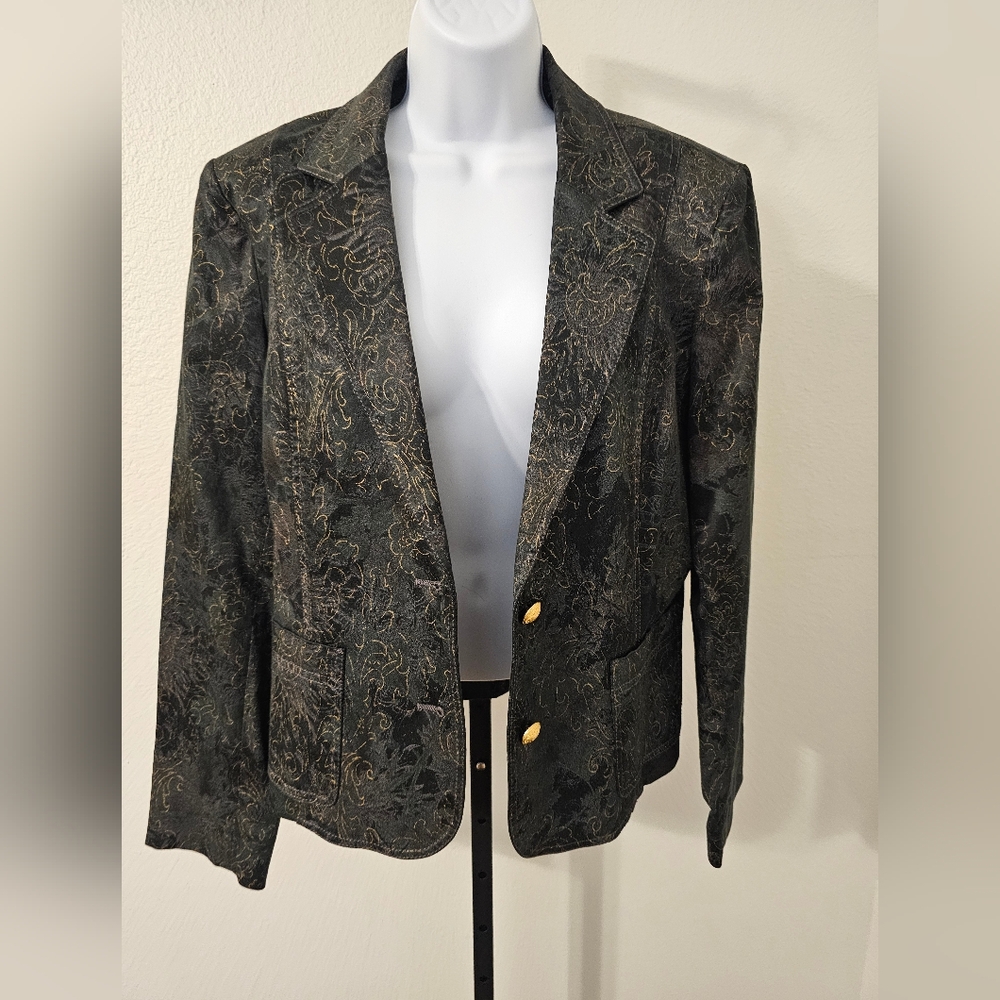 St. John Sport Charcoal/Gold Jacket Sz Large